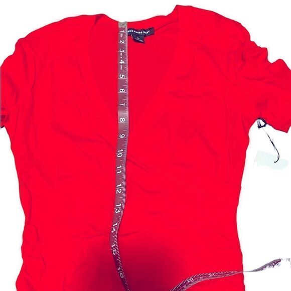 Something Navy Red Poppy Surplice Neck Tee - Picture 7 of 9